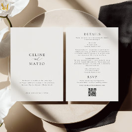 CELINE Minimalist Wedding Invite RSVP + Details Kaart