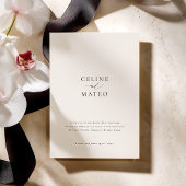 CELINE Minimalist Wedding Invite w/ RSVP QR Code Kaart