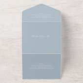 Celine Muted Blue Elegant Wedding All In One Uitnodiging (Buitenkant)