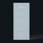Celine Muted Blue Elegant Wedding Menu<br><div class="desc">Klassieke huwelijksmenu's met een eenvoudig en tijdloos ontwerp met elegant script en traditionele seriële lettertypen.</div>