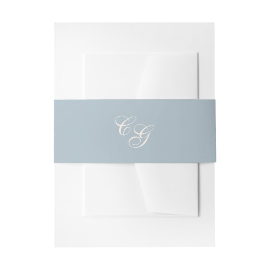 Celine Muted Blue Elegant Wedding Uitnodigingen Wikkel (Voorkant Voorbeeld)