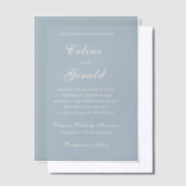Celine Muted Blue Elegant Wedding Vellum Uitnodigingen (Offset)