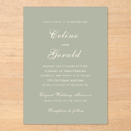 Celine Muted Green Elegant Wedding Acryl Uitnodigingen