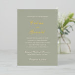 Celine Muted Green Elegant Wedding Folie Uitnodiging<br><div class="desc">Klassieke huwelijksuitnodigingen met een eenvoudig en tijdloos ontwerp met elegant script en traditionele seriële lettertypen.</div>
