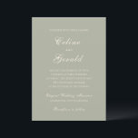 Celine Muted Green Elegant Wedding Kaart<br><div class="desc">Klassieke huwelijksuitnodigingen met een eenvoudig en tijdloos ontwerp met elegant script en traditionele seriële lettertypen.</div>