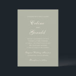 Celine Muted Green Elegant Wedding Kaart<br><div class="desc">Klassieke huwelijksuitnodigingen met een eenvoudig en tijdloos ontwerp met elegant script en traditionele seriële lettertypen.</div>