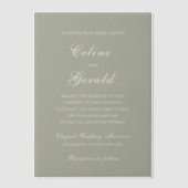 Celine Muted Green Elegant Wedding Vellum Uitnodigingen (Voorkant)