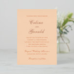 Celine Peach Elegant Wedding Folie Uitnodiging<br><div class="desc">Klassieke huwelijksuitnodigingen met een eenvoudig en tijdloos ontwerp met elegant script en traditionele seriële lettertypen.</div>