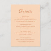 Celine Peach Elegant Wedding Informatiekaartje (Voorkant)