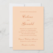 Celine Peach Elegant Wedding Kaart (Voorkant)