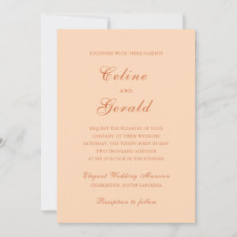 Celine Peach Elegant Wedding Kaart