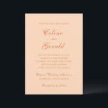 Celine Peach Elegant Wedding Kaart<br><div class="desc">Klassieke huwelijksuitnodigingen met een eenvoudig en tijdloos ontwerp met elegant script en traditionele seriële lettertypen.</div>