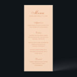 Celine Peach Elegant Wedding Menu<br><div class="desc">Klassieke huwelijksmenu's met een eenvoudig en tijdloos ontwerp met elegant script en traditionele seriële lettertypen.</div>