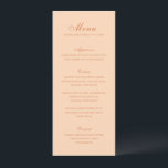 Celine Peach Elegant Wedding Menu<br><div class="desc">Klassieke huwelijksmenu's met een eenvoudig en tijdloos ontwerp met elegant script en traditionele seriële lettertypen.</div>