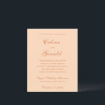 Celine Peach Elegante bruiloft uitnodiging<br><div class="desc">Klassieke huwelijksuitnodigingen met een eenvoudig en tijdloos ontwerp met elegant script en traditionele seriële lettertypen.</div>