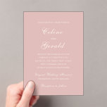 Celine Roze Elegante bruiloft Acryl Uitnodigingen<br><div class="desc">Klassieke huwelijksuitnodigingen met een eenvoudig en tijdloos ontwerp met elegant script en traditionele seriële lettertypen.</div>