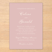 Celine Roze Elegante bruiloft Acryl Uitnodigingen (Voorkant)