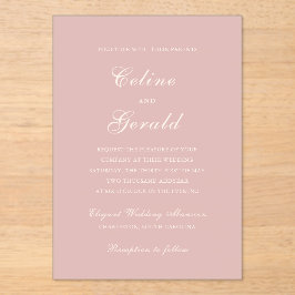 Celine Roze Elegante bruiloft Acryl Uitnodigingen