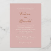 Celine Roze Elegante bruiloft Folie Uitnodiging (Voorkant)
