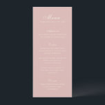 Celine Roze Elegante bruiloft Menu<br><div class="desc">Klassieke huwelijksmenu's met een eenvoudig en tijdloos ontwerp met elegant script en traditionele seriële lettertypen.</div>