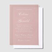 Celine Roze Elegante bruiloft Vellum Uitnodigingen (Offset)