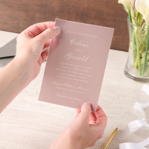 Celine Roze Elegante bruiloft Vellum Uitnodigingen