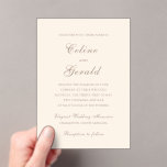 Celine Sandy Neutrals Elegant Wedding Acryl Uitnodigingen<br><div class="desc">Klassieke huwelijksuitnodigingen met een eenvoudig en tijdloos ontwerp met elegant script en traditionele seriële lettertypen.</div>