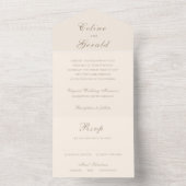 Celine Sandy Neutrals Elegant Wedding All In One Uitnodiging (Binnen)