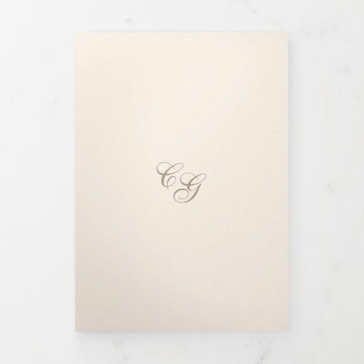 Celine Sandy Neutrals Elegant Wedding Drieluik Uitnodiging (Cover)