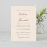Celine Sandy Neutrals Elegant Wedding Folie Uitnodiging<br><div class="desc">Klassieke huwelijksuitnodigingen met een eenvoudig en tijdloos ontwerp met elegant script en traditionele seriële lettertypen.</div>