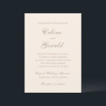Celine Sandy Neutrals Elegant Wedding Kaart<br><div class="desc">Klassieke huwelijksuitnodigingen met een eenvoudig en tijdloos ontwerp met elegant script en traditionele seriële lettertypen.</div>