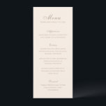 Celine Sandy Neutrals Elegant Wedding Menu<br><div class="desc">Klassieke huwelijksmenu's met een eenvoudig en tijdloos ontwerp met elegant script en traditionele seriële lettertypen.</div>