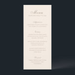 Celine Sandy Neutrals Elegant Wedding Menu<br><div class="desc">Klassieke huwelijksmenu's met een eenvoudig en tijdloos ontwerp met elegant script en traditionele seriële lettertypen.</div>