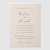 Celine Sandy Neutrals Elegant Wedding Vellum Uitnodigingen (Voorkant)