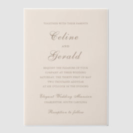 Celine Sandy Neutrals Elegant Wedding Vellum Uitnodigingen