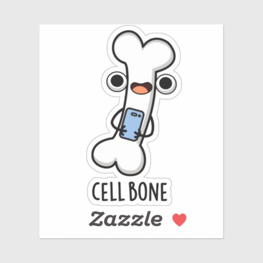 Cell Bone Funny Cell Phone Pun Sticker (Vel)