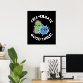 Cell ebrate Good Times Funny Bacteria Pun Dark BG Poster (Thuiskantoor)