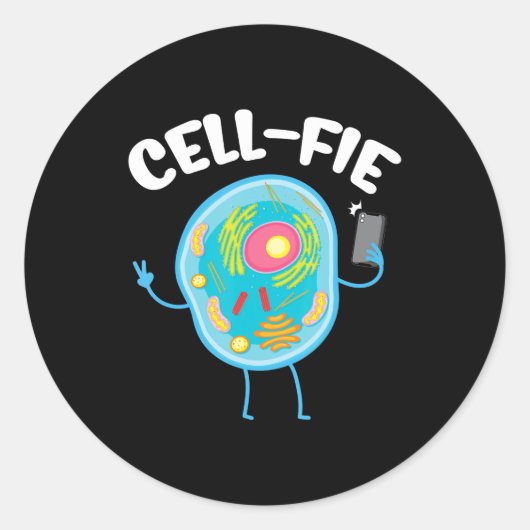 Cell-Fie Cell Fie Science Biology leraar student. Ronde Sticker (Voorkant)