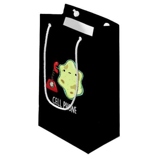 Cell Phone Funny Biology Science Pun Dark BG Klein Cadeauzakje (Voorkant Gekanteld)
