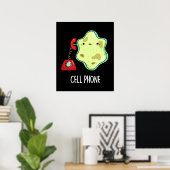 Cell Phone Funny Biology Science Pun Dark BG Poster (Thuiskantoor)