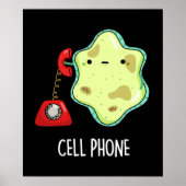 Cell Phone Funny Biology Science Pun Dark BG Poster (Voorkant)