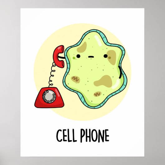 Cell Phone Funny Biology Science Pun Poster (Voorkant)