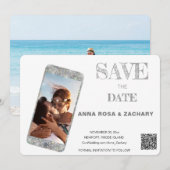 *~* Cell Phone QR AR6 Foto WEDDING SAVE DE DATUM Kaart (Voorkant / Achterkant)
