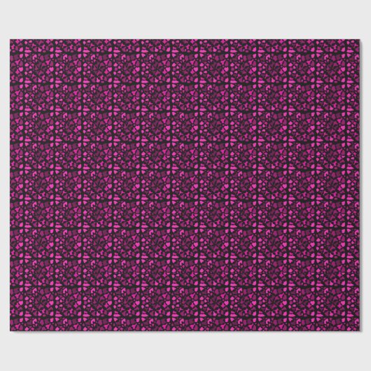 Cellen Abstraction Black Magenta Fuchsia gradiënt Cadeaupapier (Vlak)
