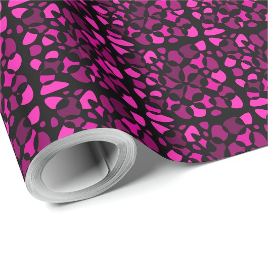 Cellen Abstraction Black Magenta Fuchsia gradiënt Cadeaupapier (Rol Hoek)
