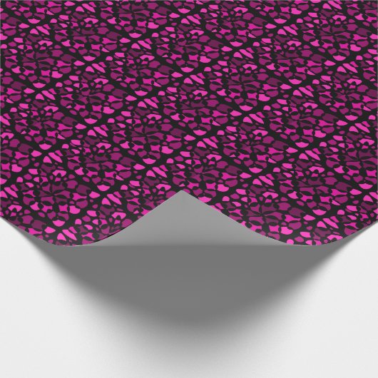 Cellen Abstraction Black Magenta Fuchsia gradiënt Cadeaupapier (Hoek)