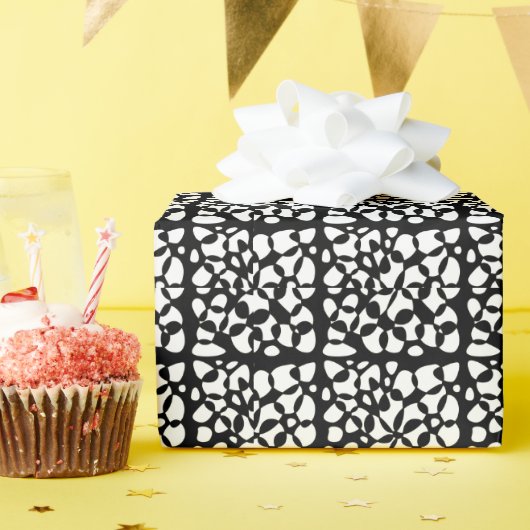Cellen Abstraction Black White Cadeaupapier (Verjaardagsfeest)