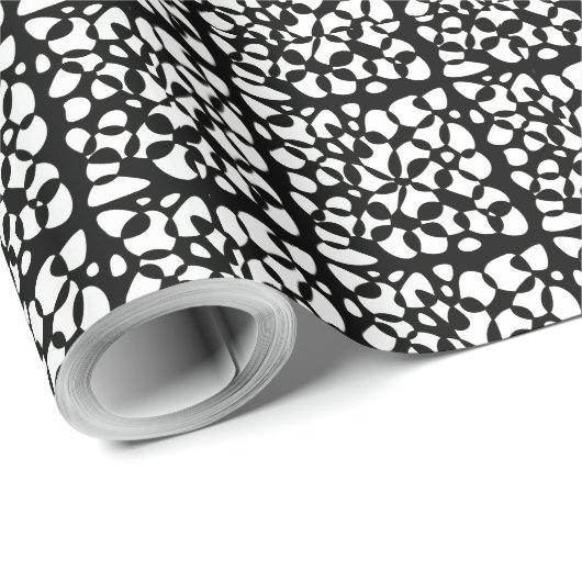 Cellen Abstraction Black White Cadeaupapier (Rol Hoek)
