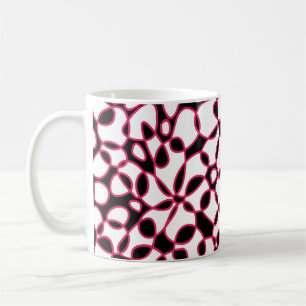 Cellen Abstraction Black White Hot Pink Koffiemok