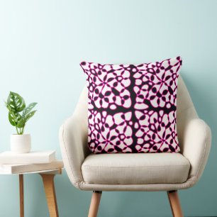 Cellen Abstraction Black White Hot Pink Kussen